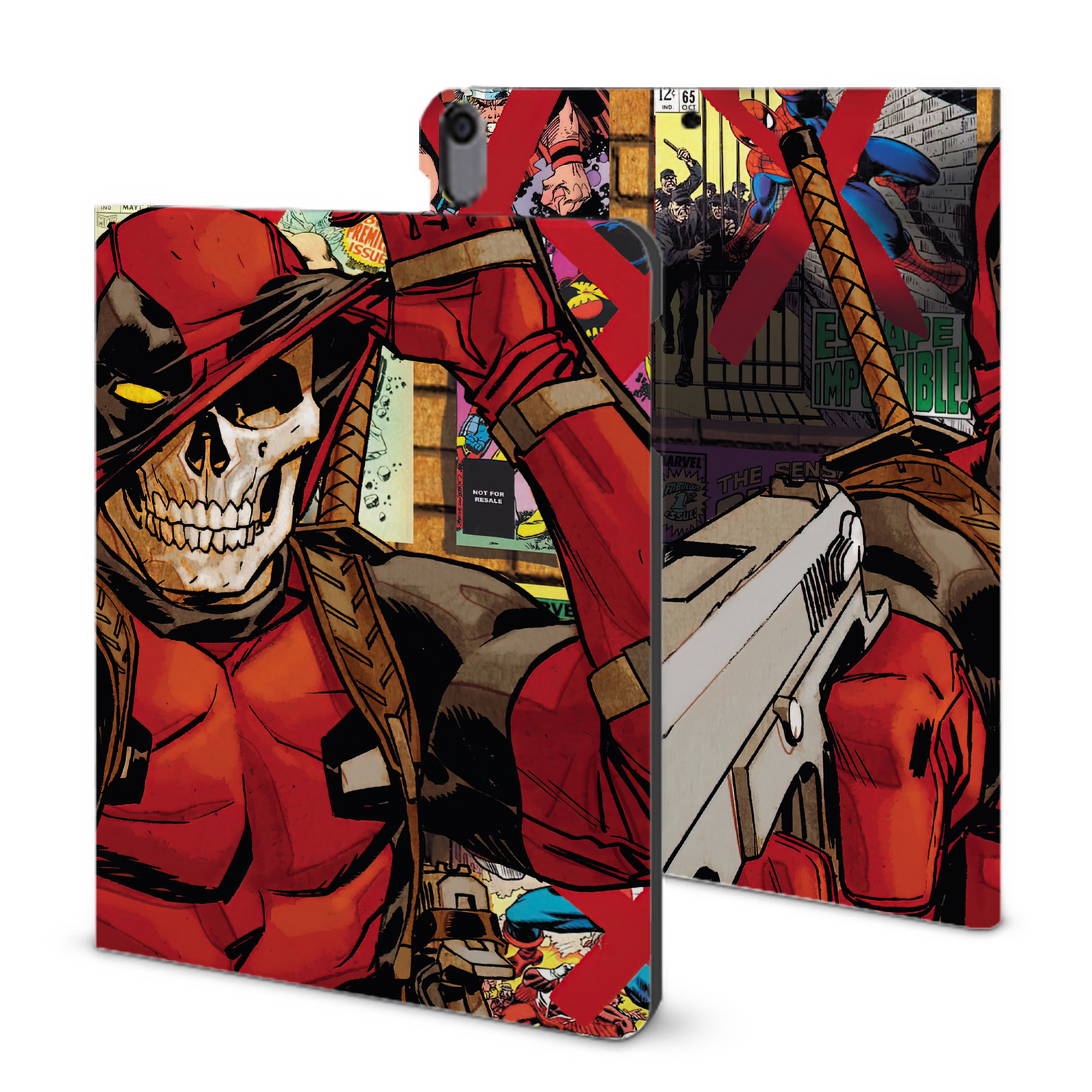 （画像用） Deadpool デッドプール IPad ケース ブック型 PUレザー TPU 耐衝撃 軽量 薄型 ペン収納なし 全面保護 IPad 各モデル対応